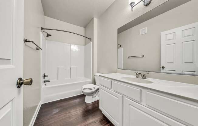 a bathroom with a sink and a toilet and a shower