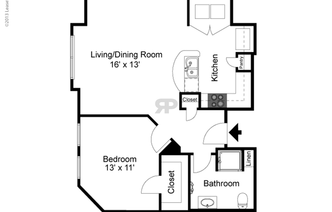 1 bed, 1 bath, 733 sqft, $1,158