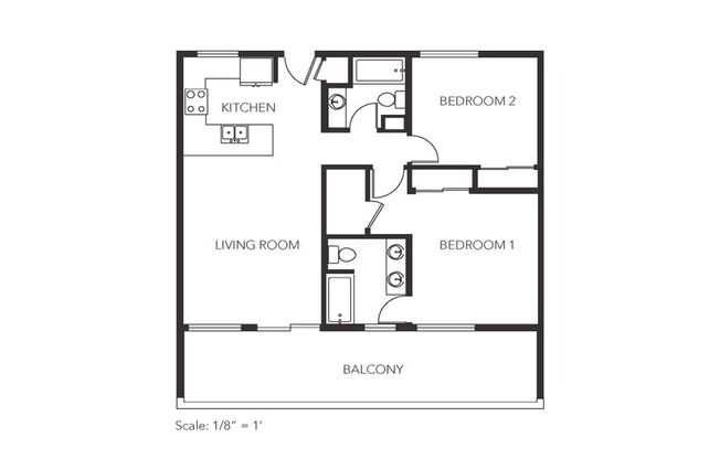2 beds, 2 baths, 942 sqft, $3,195, Unit B503