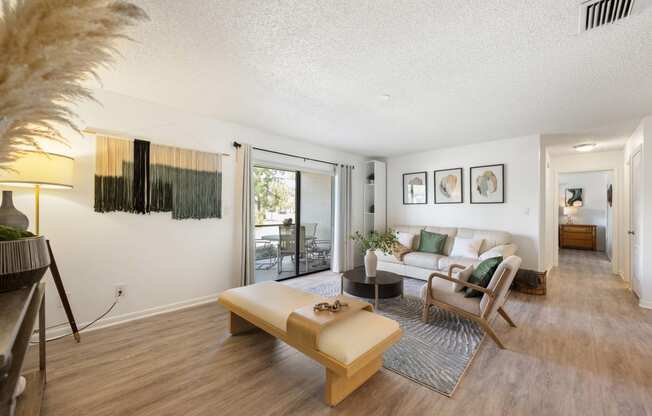 a living room with a couch and a coffee table