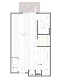 Studio, 1 bath, 566 sqft, $1,263