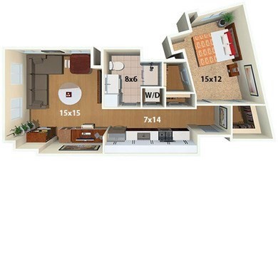 1 bed, 1 bath, 693 sqft, $4,295, Unit 214