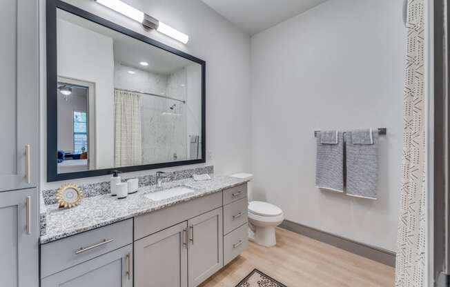 Clean and Bright Bathroom Space at St. Elmo Apartment in Austin, TX
