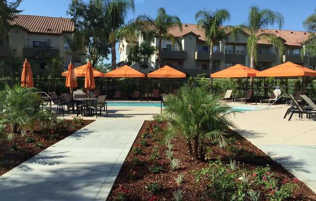 Relaxing pool area at Legends at Rancho Belago, CA, 92553