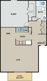 1 bed, 1 bath, 866 sqft, $904