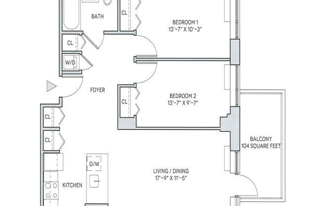 2 beds, 1 bath, 830 sqft, $5,475, Unit 10N