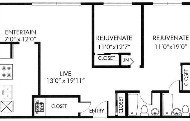 2 beds, 2 baths, 1,200 sqft, $2,290