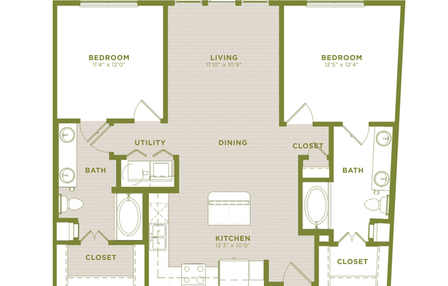 2 beds, 2 baths, 1,089 sqft, $2,225