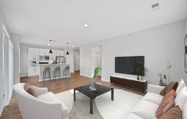 a living room with a couch and a coffee table