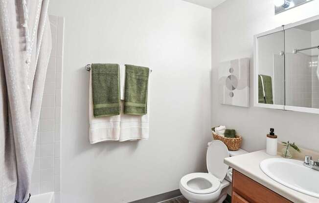 A white toilet sits next to a sink in a bathroom.