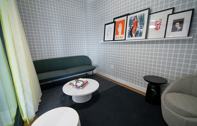 This is a view of a private lounge area at Grand Flats, Missouri, 63104