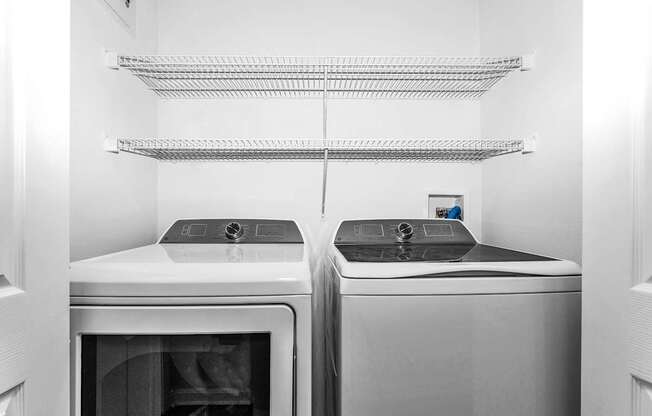 Washer and dryer in loft apartment at the Loft Apartment in the Ledges.
