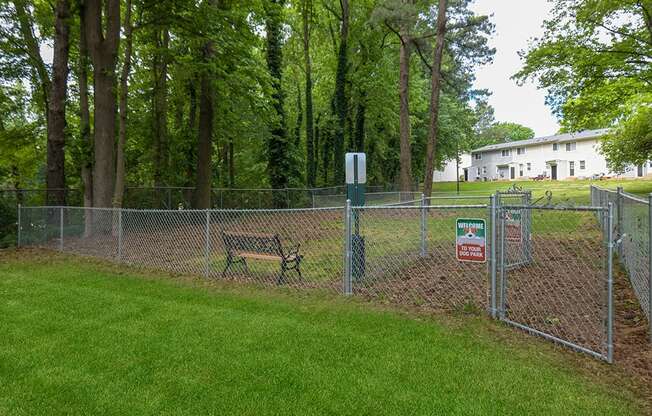 Dog park at Tryon Village apartments in Raleigh NC
