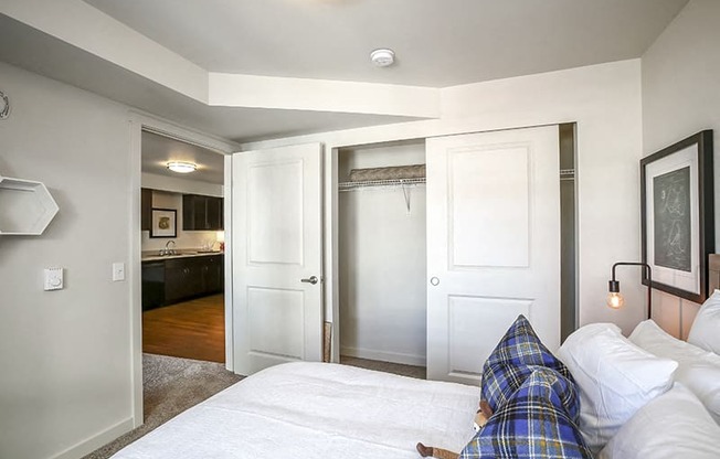 Bedroom closet Mill Creek WA l Vintage at Mill Cree Senior Apartments