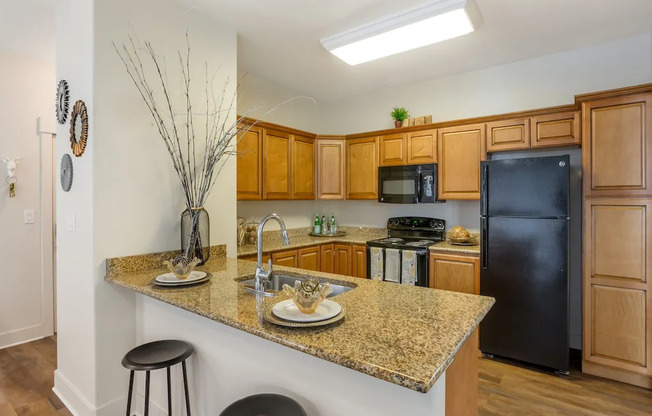 Kitchen with Island at San Moritz