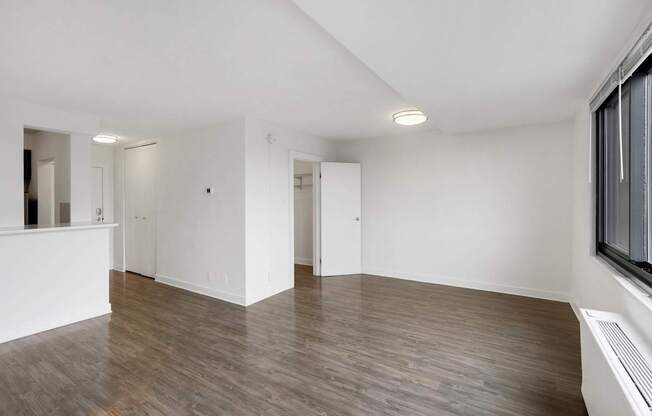 Open floorplans with wooden floor at The Graham at Southern Towers, Alexandria, VA