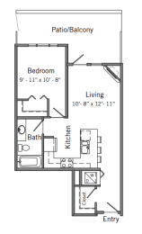 Studio, 1 bath, 664 sqft, $1,930