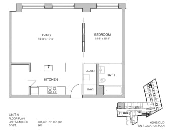1 bed, 1 bath, 769 sqft, $1,200