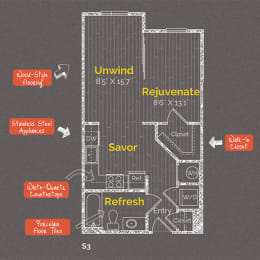 Studio, 1 bath, 576 sqft, $2,165