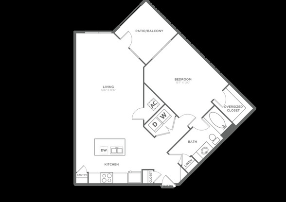 1 bed, 1 bath, 888 sqft, $1,800