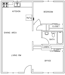 1 bed, 1 bath, 673 sqft, $1,049