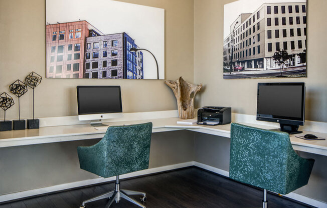 Business Center With Computers at The George, Wheaton, MD