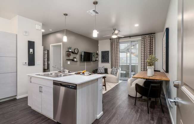 kitchen island with dining table