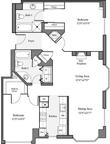 2 beds, 2 baths, 1,227 sqft, $3,936, Unit 604