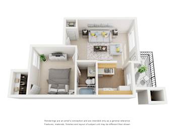 1 bed, 1 bath, 517 sqft, $929