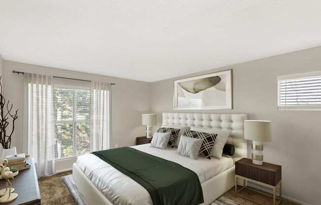 Bedroom With Expansive Windows at Beacon Ridge Apartments, PRG Real Estate Management, Greenville, SC, 29615