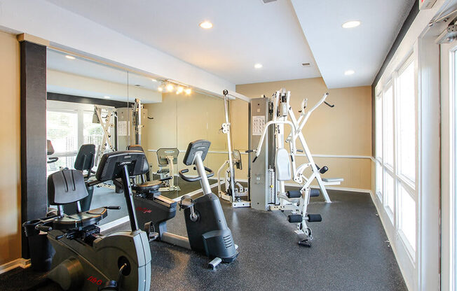 fitness center at Woodhollow Apartments