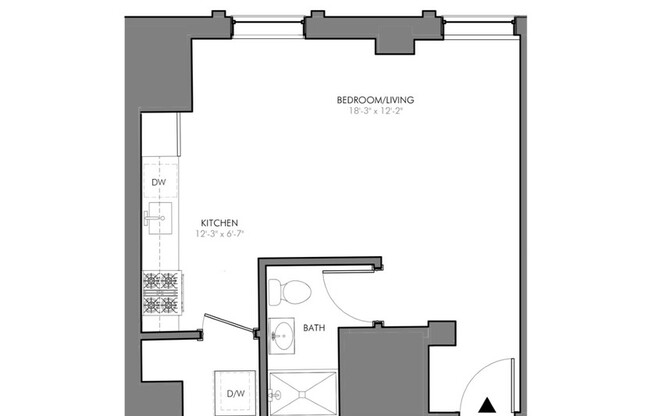 Studio, 1 bath, 402 sqft, $1,900, Unit 301