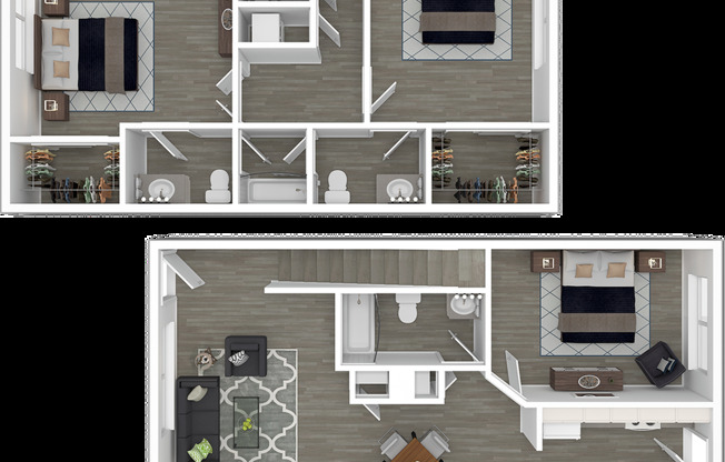 3bd_2ba Townhome Floor Plan