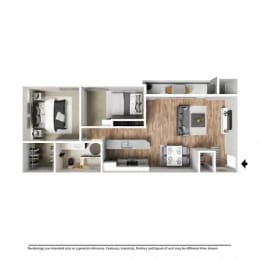2 beds, 1 bath, 866 sqft, $1,285