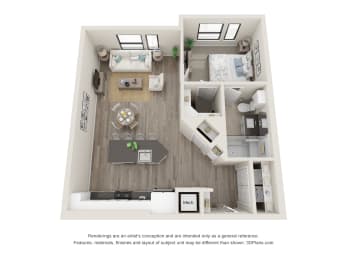 1 bed, 1 bath, 763 sqft, $1,731