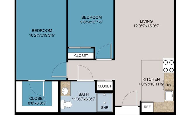 2 beds, 1 bath, 825 sqft, $1,795, Unit 126-204