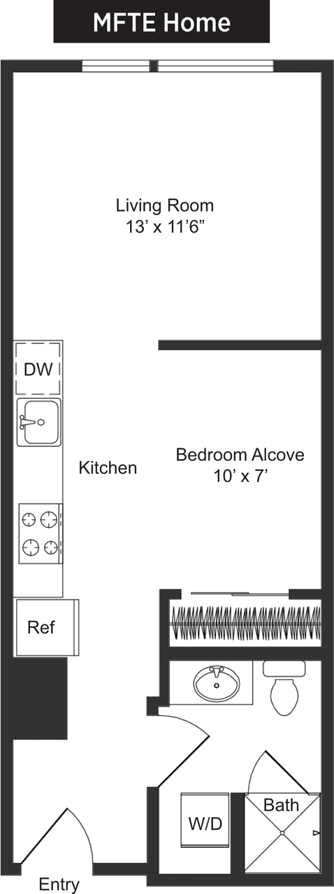 Studio, 1 bath, 486 sqft, $1,602, Unit 210