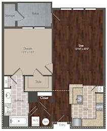 1 bed, 1 bath, 822 sqft, $1,363