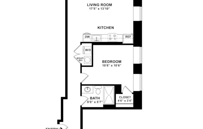 1 bed, 1 bath, 628 sqft, $1,250