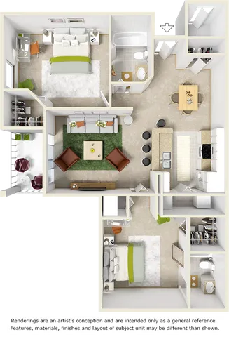 2 beds, 2 baths, 1,076 sqft, $1,700