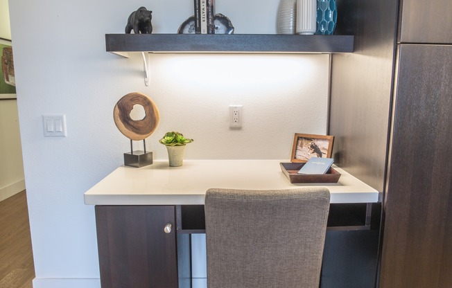 Built-in desk space perfect for your home office