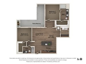 2 beds, 2 baths, 1,248 sqft, $3,465