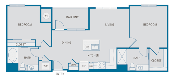 2 beds, 2 baths, 1,046 sqft, $1,957