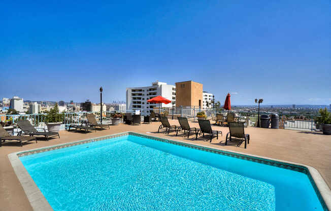 Turquoise Swimming Pool at La Vista Terrace, Hollywood, California