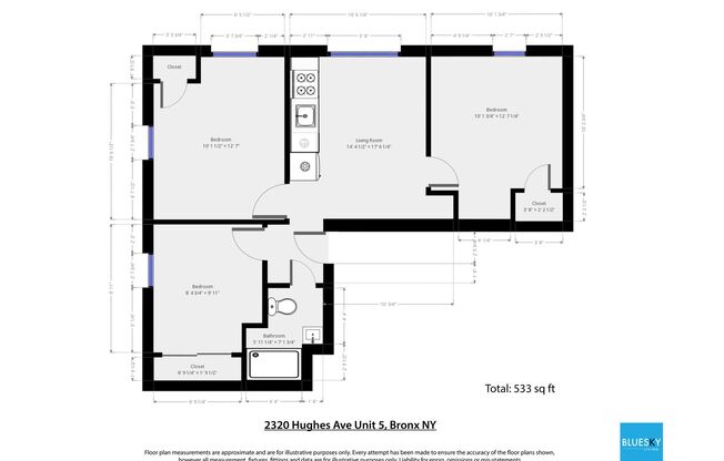 3 beds, 1 bath, 533 sqft, $3,000, Unit Apt 5