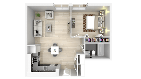 1 bed, 1 bath, 586 sqft, $1,399