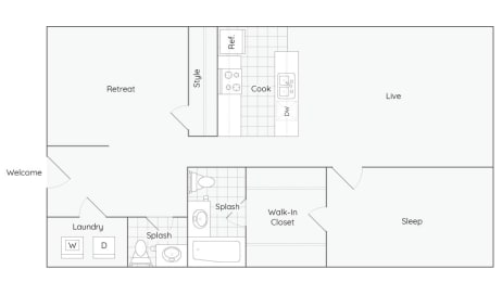 1 bed, 1.5 baths, 1,008 sqft, $2,087