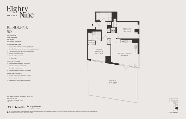 2 beds, 2 baths, $6,446, Unit 5Q