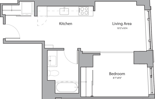 1 bed, 1 bath, 516 sqft, $3,345, Unit 1504