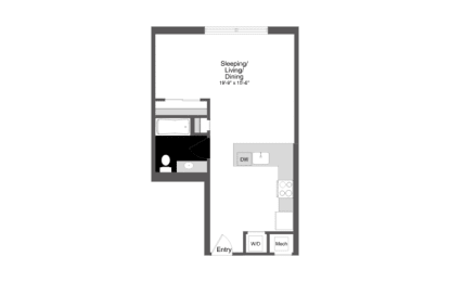 Studio, 1 bath, 566 sqft, $1,809
